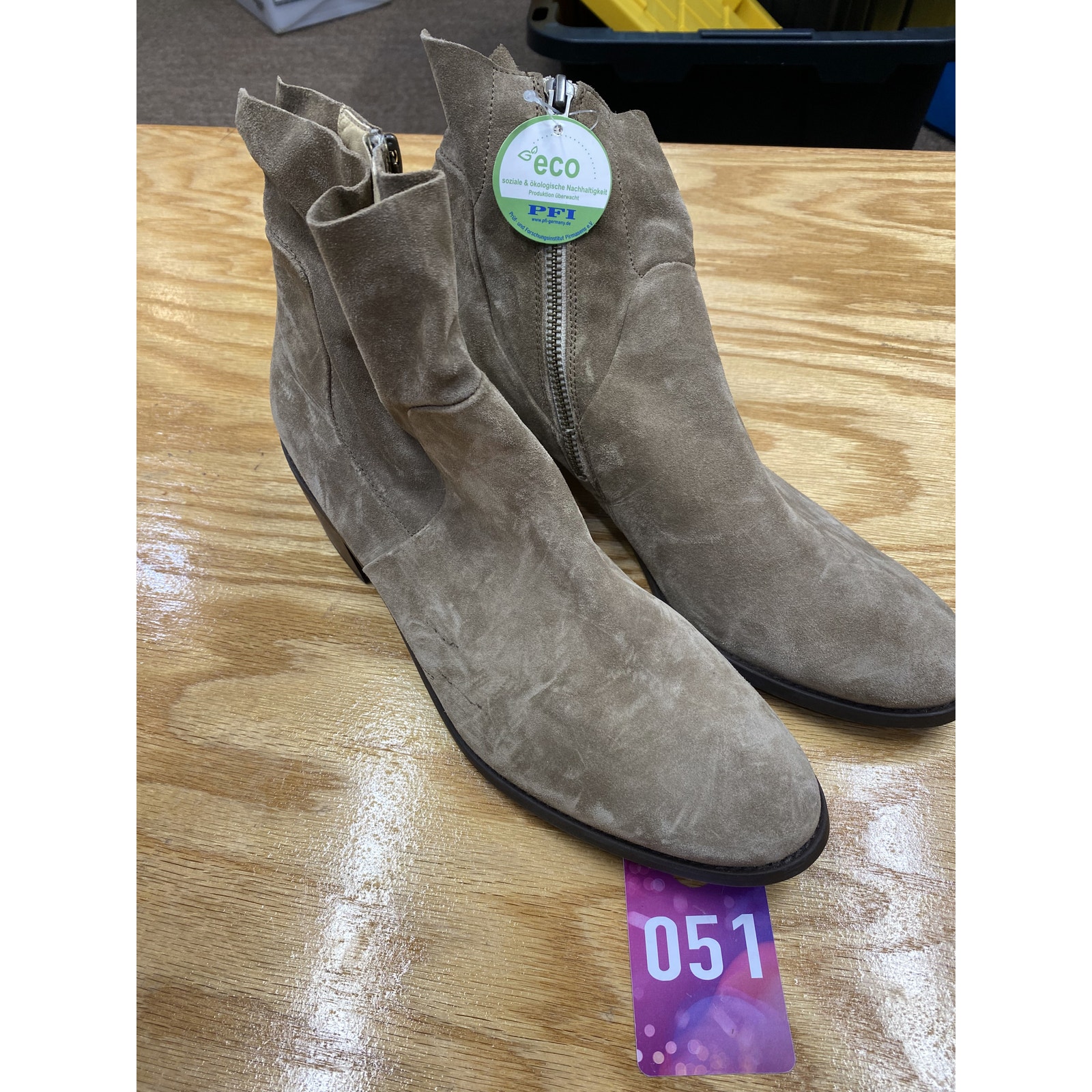 Paul Green Nicole Ankle Boots Women's 9 Beige Leather Side Zip Round Toe Booties